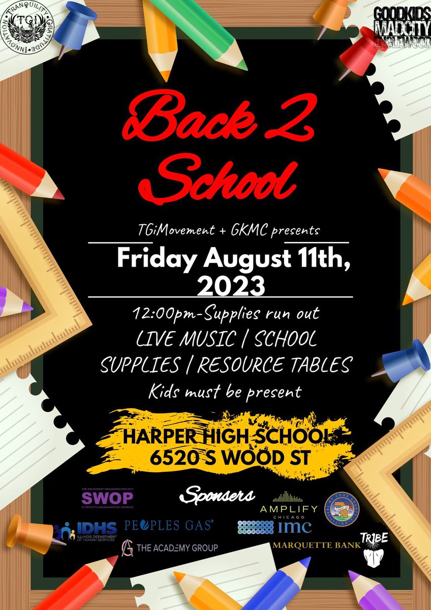 GKMC18's tweet photo. Do you know any children or teens who needs school supplies? Or are you able to donate? Please join us today! https://t.co/qvvasX7Xlc