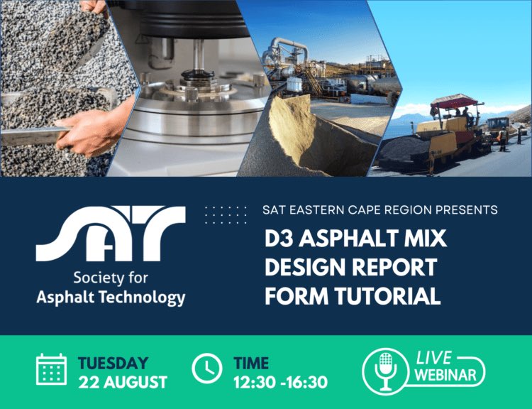 SocSAT_SA's tweet image. #SATEC presents an online tutorial on the D3 Asphalt Mix Design forms. Industry expert Joanne Muller will explain the standards that apply to asphalt mix designs in accordance with Manual 35 &amp;amp; how to translate the info to the D3 form.  More info &amp;amp; reg: socsat.co.za/product/d3-asp…