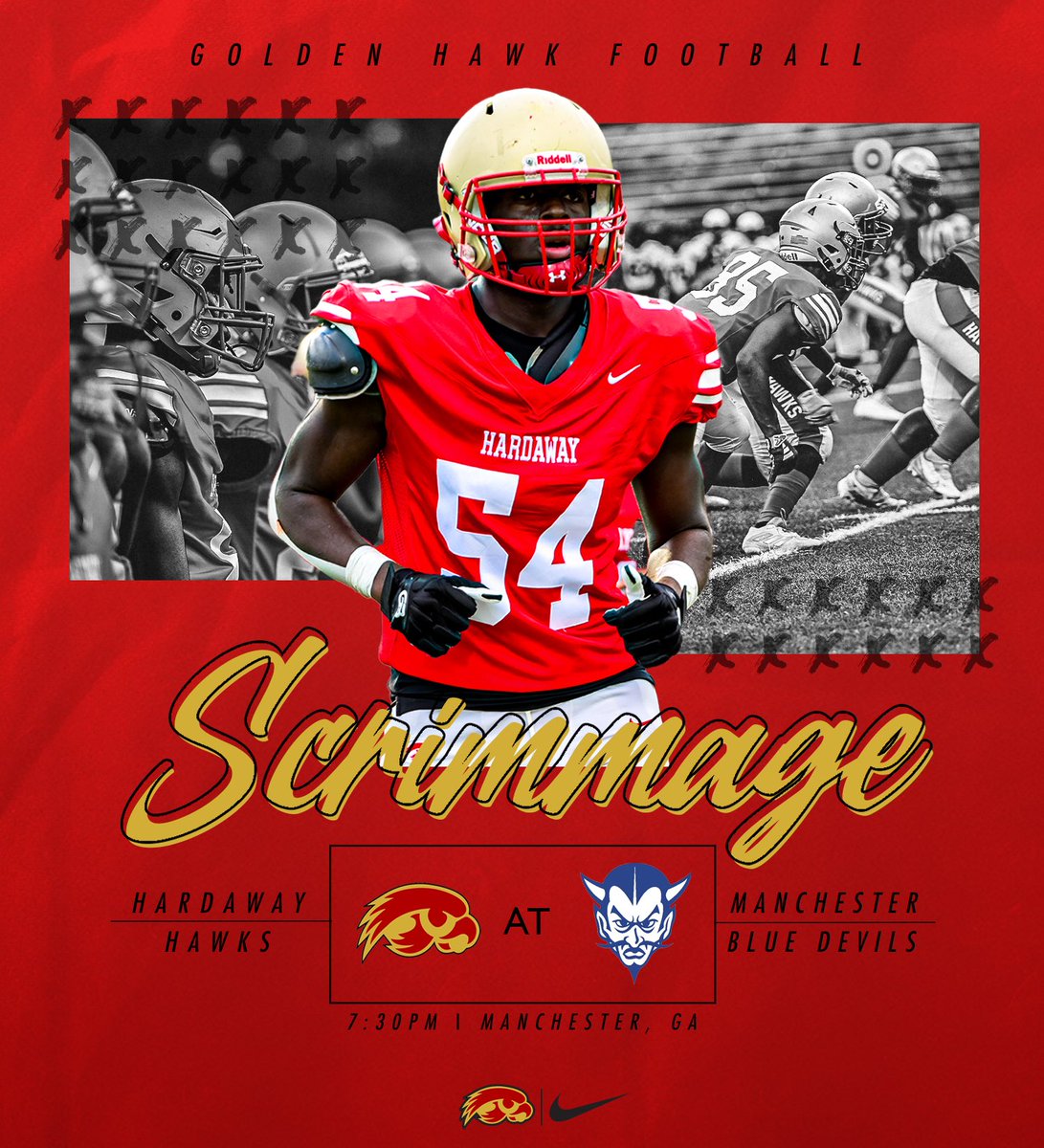 📅 Aug 11
⏰7:30 PM
🏟️  Manchester Memorial Stadium
📍 Manchester, GA
🤝 2nd Scrimmage 🏈 
🔴🟡
📸<a href="/JLawsonGraphics/">Jess Lawson Graphics</a> 
#TheStandardIsTheStandard
#BrickByBrick    
#ItsHardToBeAHawk 
#APEXMENTALITY
#RecruitCollegeDrive