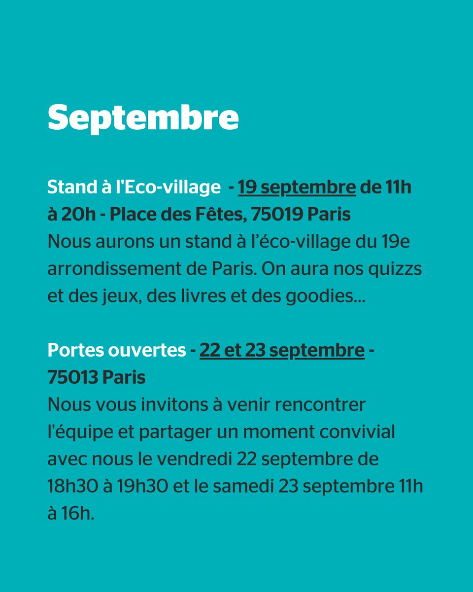 survivalfr's tweet photo. Programme de rentrée chez Survival 🎒.

L’équipe Survival reprend des forces au mois d’août et revient plus motivée que jamais pour cette rentrée 2023 🎉.

🗓Sortez vos agendas, nous avons hâte de vous revoir ! ⬇️ https://t.co/X6Yvg54Tdo
