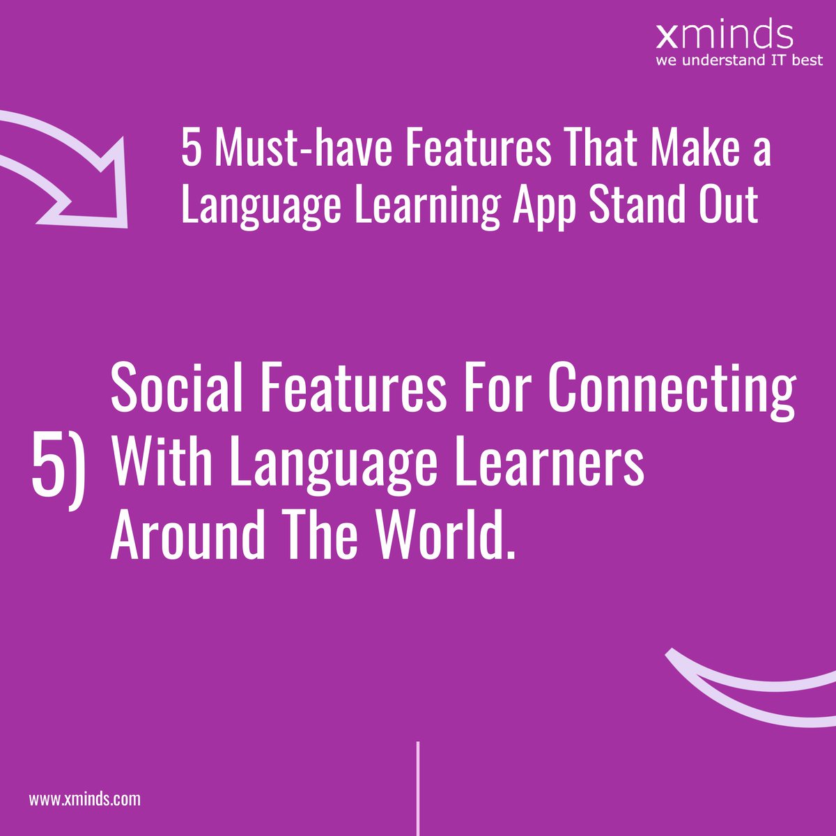 Xminds's tweet image. 🚀 Creating a language learning app? 🌎 Dive into the world of competition with giants like Duolingo, Memrise, and Babbel. Here are 5 proven success tips to infuse interactivity into your app and give it that competitive edge!
Part 5

#LanguageLearningApp #AppDevelopment #xminds