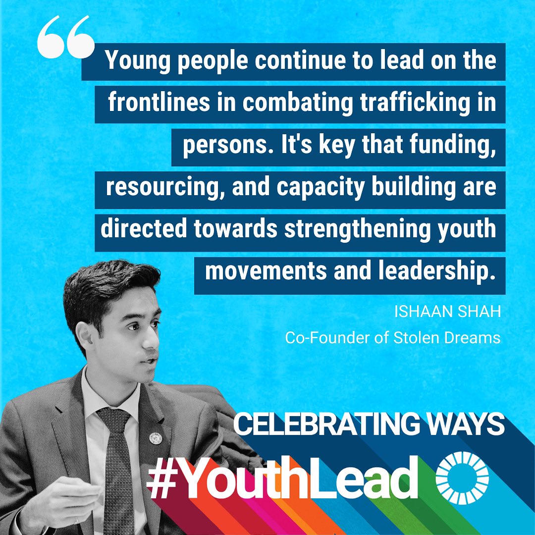 “From design & development to the implementation, monitoring, evaluation, & governance of anti-trafficking policies and efforts, youth must be involved, especially youth with lived experience.” Read more: unodc.org/unodc/frontpag… #IYD #YouthLead #YouthDay #EndHumanTrafficking
