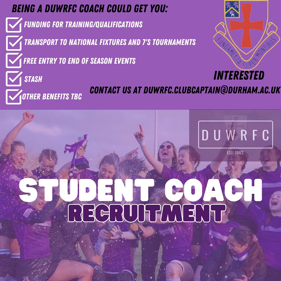 📞Calling all Durham students !
If you are interested in being a student coach please apply with the link in our bio and on our highlight to join our team,any questions get in touch 💜