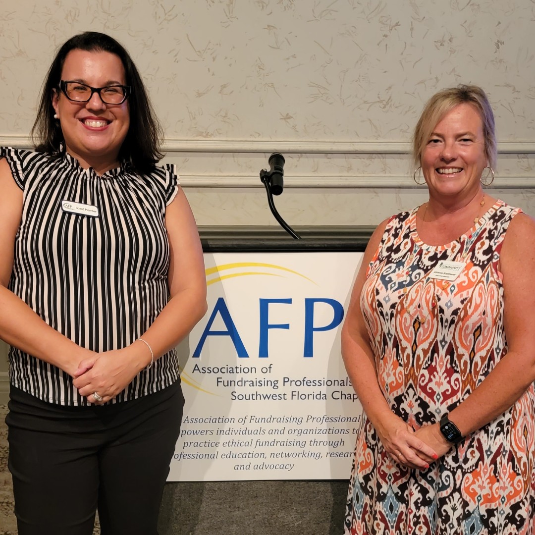 AFPSWFL's tweet photo. AFP Southwest Florida Chapter thanks Adrienne Bookhamer, LCSW, Lakewood Ranch Community Fund, for being our guest at the August 8 AFP meeting. Adrienne gave our non-profit and fundraising friends an informative presentation on Social Enterprise. https://t.co/wlBf40j6Us