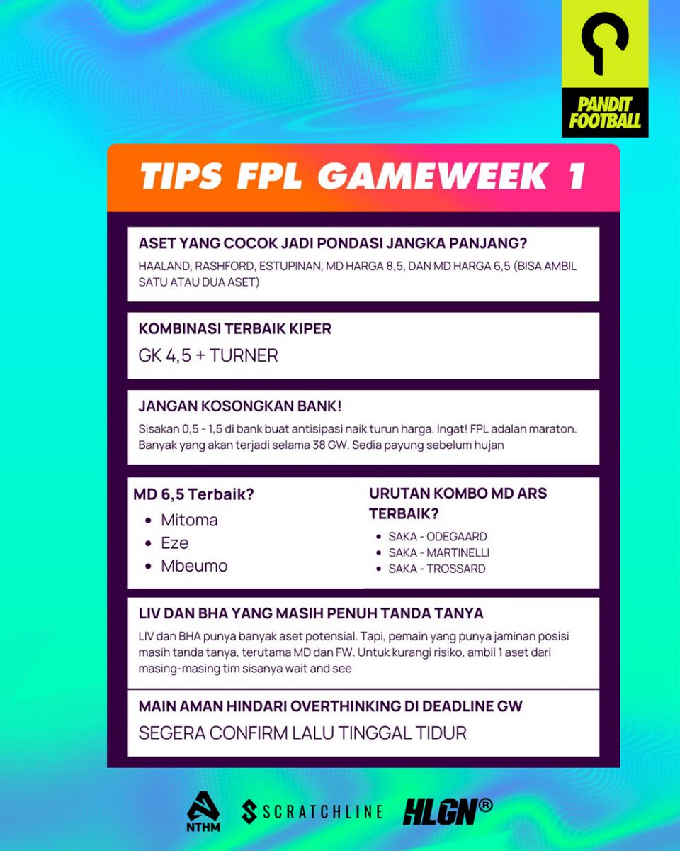 PanditFPL's tweet image. Sekilas tips untuk FPL GW 1.

Ada yang mau nyumbang tips?
Langsung taro aja di kolom komen 👇

#SalamPanahHijau