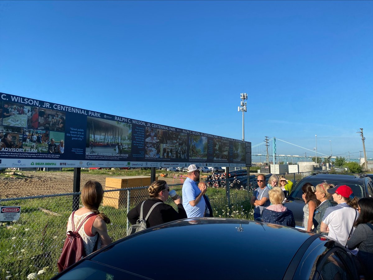 MichiganEGLE's tweet photo. On the last day of #Brownfields2023, we're checking out some historic restored sites around @CityOfDetroit including Ralph C. Wilson Centennial Park, which is getting EGLE brownfield funding. Learn more about the project: https://t.co/adjL4uQJ62 #MIBrownfields https://t.co/CR5aiq8hVj