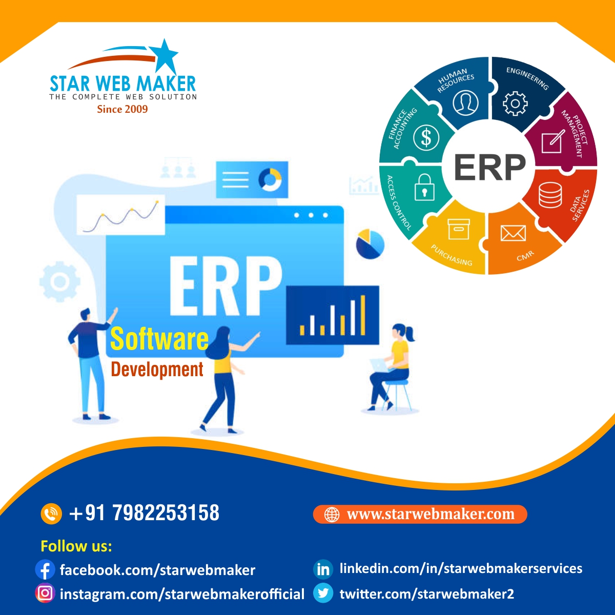 StarWebMaker2's tweet image. At #Star_Web_Maker, we understand that your business's success relies on efficient processes. Our #ERP_software_development ensures seamless integration of your key functions, leading to enhanced productivity and informed decision-making. 
starwebmaker.com/erp-software.h…