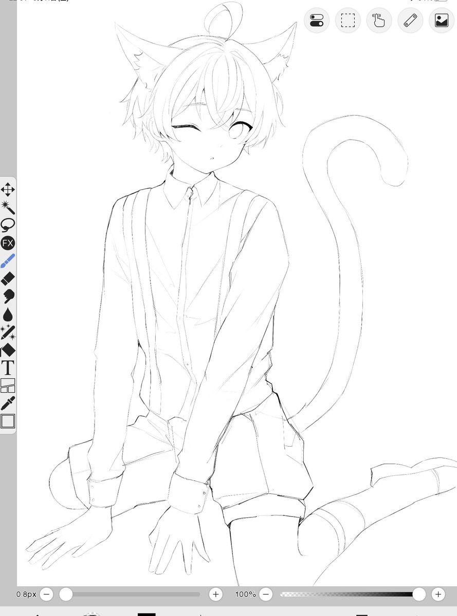 wip 過去絵を描き直してます 線画にめちゃ時間かけた_φ(・_・   僕いつも線画雑だけど久しぶり綺麗に描いた。