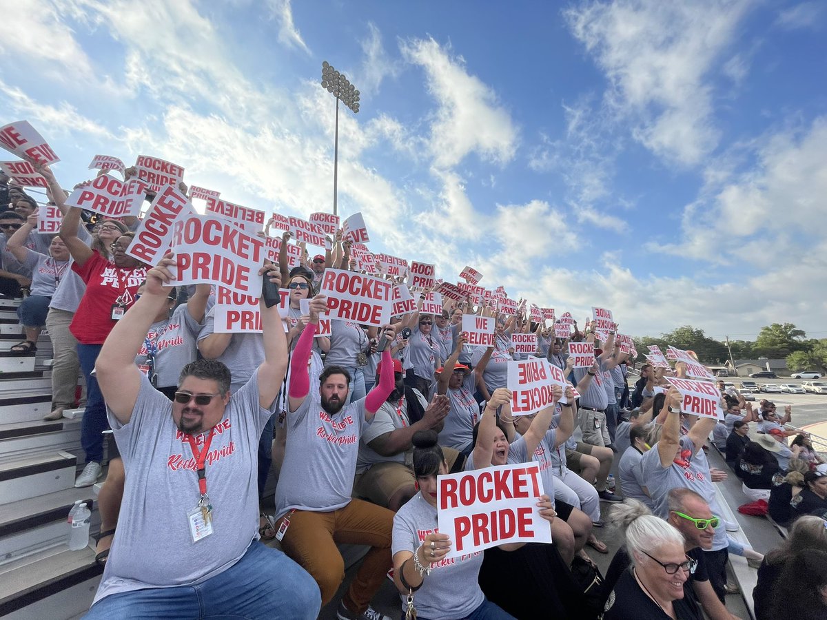 Judson High School faculty and staff bringing that Rocket Pride to convocation!! #RocketPride 🚀