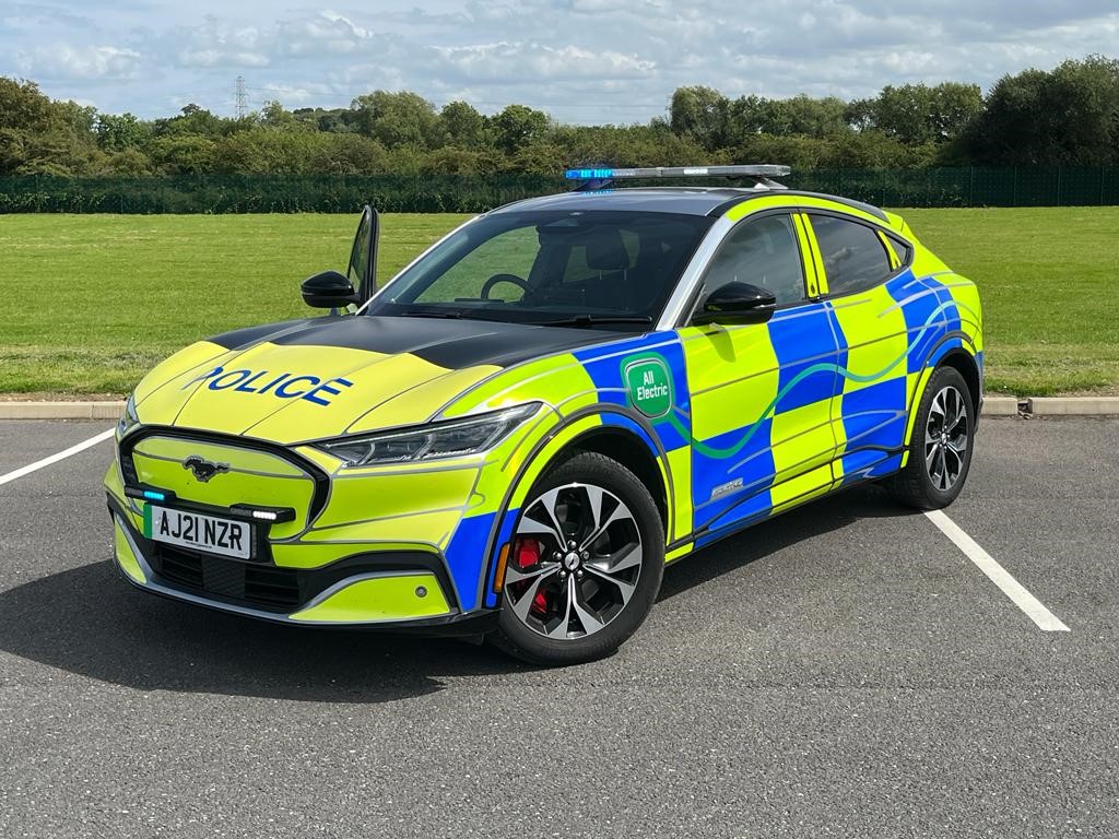 Our summer road safety patrols continue (#Fatal4) - Officers will be out & about engaging with drivers- In meantime we are grateful for @forduk for the use of a Mach -E demo vehicle on display at our HQ ... it isn't ours but gives a glimpse of the future? DI Kilsby - SCIU🚓