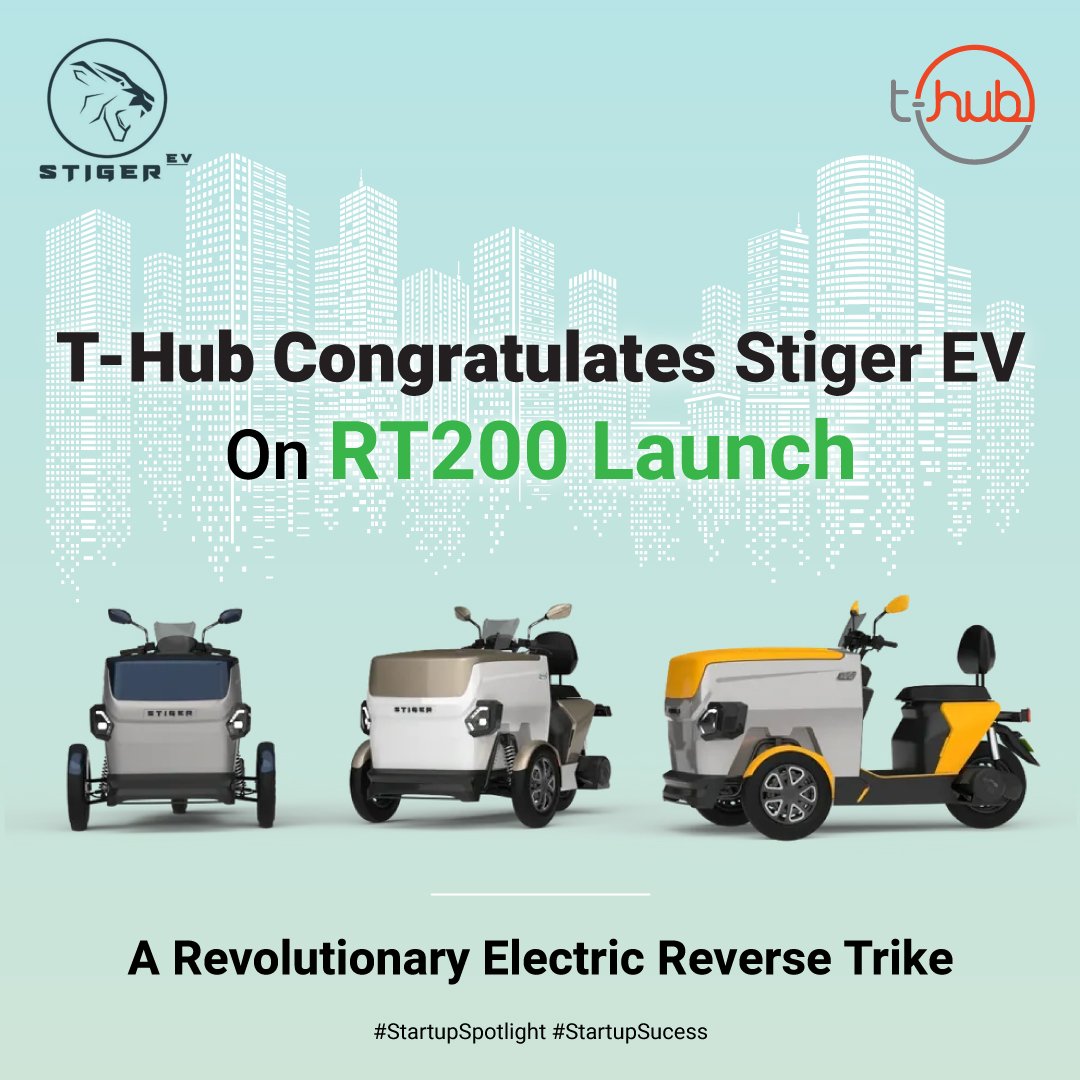 Bringing you a product development story from a #THub ecosystem startup. @Stiger_EV unveils a first-of-its-kind micro #CommercialVehicle — #RT200!

T-Hub congratulates the team for launching this #ZeroEmission #CargoVehicle.

#InnovateWithTHub #EcosystemStartup