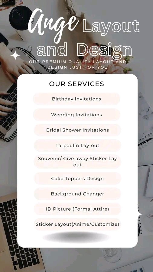 ghelaaaaaa_13's tweet photo. We'll LAYOUT 💻
You PRINT 🖨️
📣Looking for Layout designer? 
📍 This is a SOFT COPY ONLY 
We offer the following:
 Birthday Invitation, Wedding Invitation, Bridal Shower Invitation, Tarpaulin Layout, Cake toppers design, ID Picture (Formal Attire), Sticker Layout, Log and etc. https://t.co/AhSynIE9iR