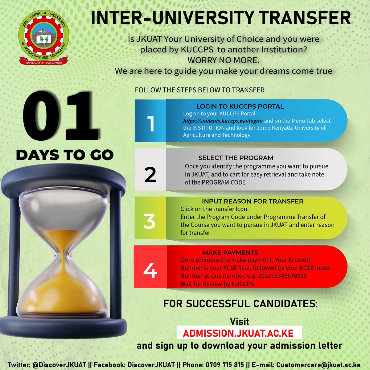 DiscoverJKUAT's tweet photo. Watu wa last minute here is your chance!! Make your dreams come true by Joining JKUAT... ^DP
#JoinJKUAT
#Septemberintakeongoing https://t.co/goZ2AmQIB2
