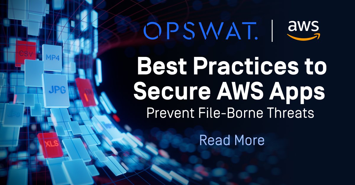 OPSWAT's tweet image. Akshara Shah and Adam Rocker, experts from @AWS_Partners and @OPSWAT, share best practices to secure apps against file-based #malware. Read more on the AWS Partner Network (APN) blog: hubs.la/Q01-P-1t0