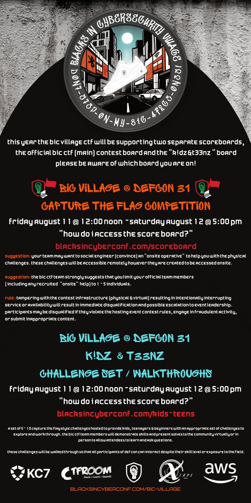 BlackInCyberCo1's tweet photo. Today! See you there! 🏙️

https://t.co/Ch1qd9aJUz 

#BlacksInCyber #BIC_Village #BIC_CTF #BlacksInCybersecurity #DEFCON31 #DEFCON #DEFCON30 #BadgeLife https://t.co/2t5zby2Ngs