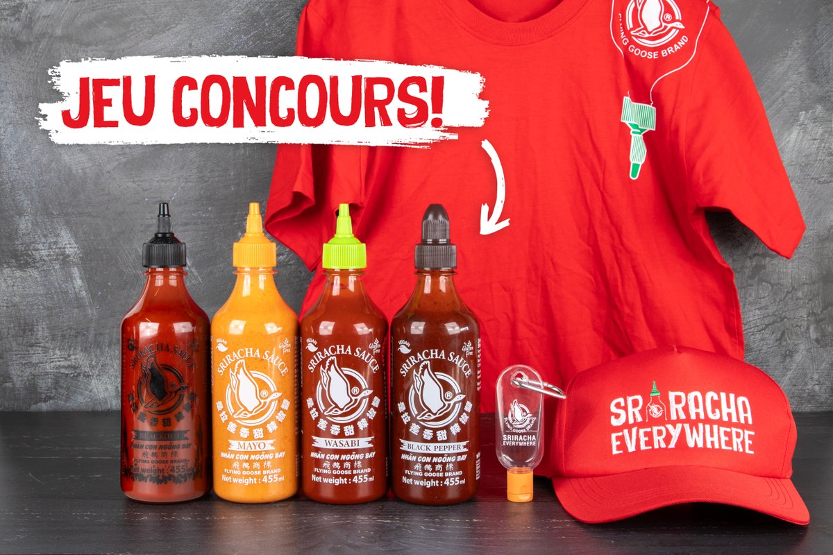 Sriracha_FR's tweet photo. Grand FAN de Sriracha ? Ne manquez pas ! 🌶️
  
FOLLOW &amp; RT pour avoir une chance de gagner ce lot de sauces Sriracha Flying Goose 🤤 

Veuillez consulter nos conditions générales sur notre page web officielle à l'adresse suivante: https://t.co/KTMg37SFF7 https://t.co/JZeby0jxc1