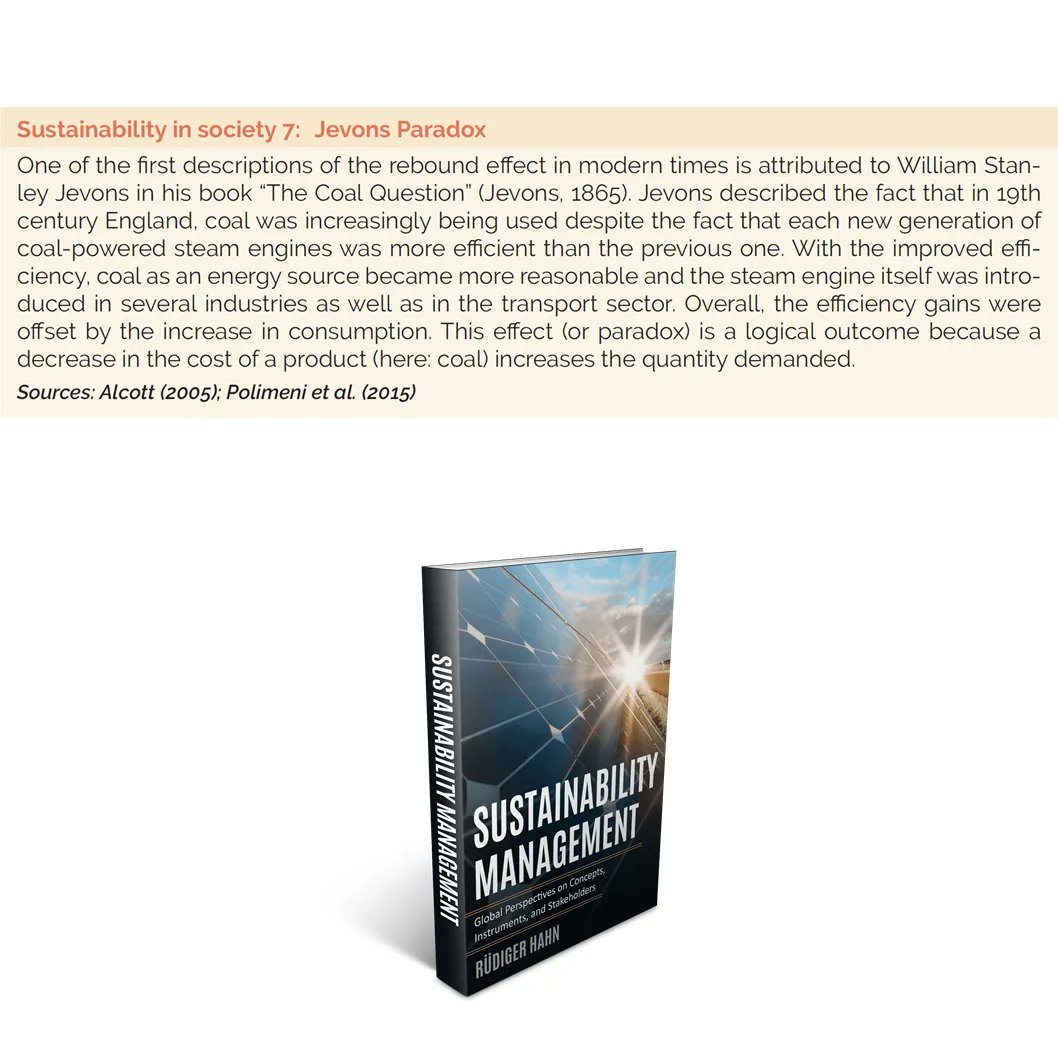 It's feature friday! Today: #Jevons #Paradox. A *Sustainability in Society* feature from the #sustainabilitymanagement #textbook! More info: buff.ly/3H4XO2X