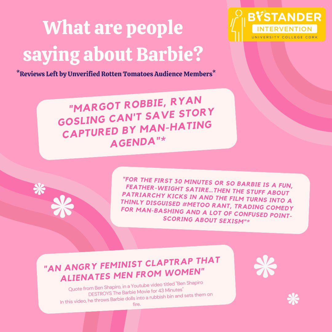 We have some thoughts on the new #Barbie movie... As Active Bystanders, we  need to stand up against the use of sexist language online, and recognise  the harmful impacts it can have. (, image size:1080x1080