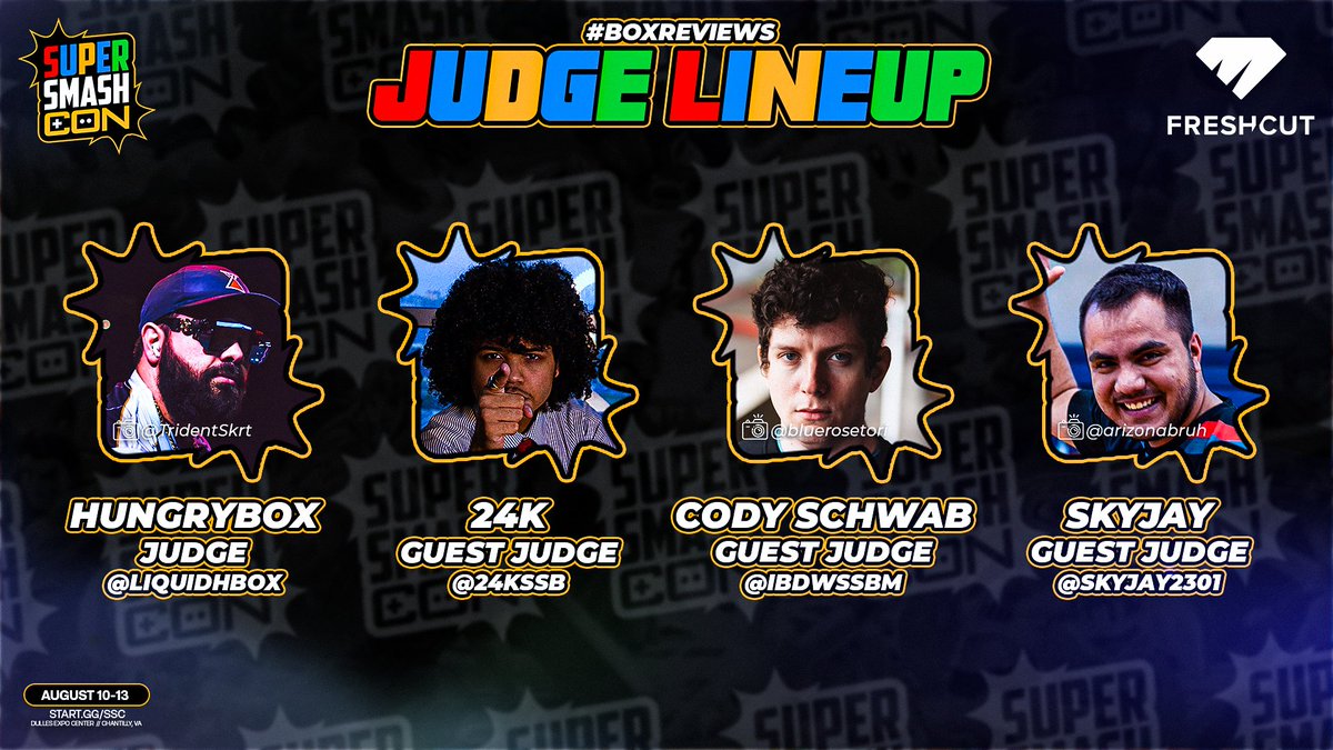 SuperSmashCon's tweet photo. You won't want to miss the @freshcut #BoxReview LIVE from #SSC2023 today!
Come to the Creator Stage at 3pm ET or watch it LIVE at https://t.co/XvfvkgbGYA https://t.co/exRwO9c5dg