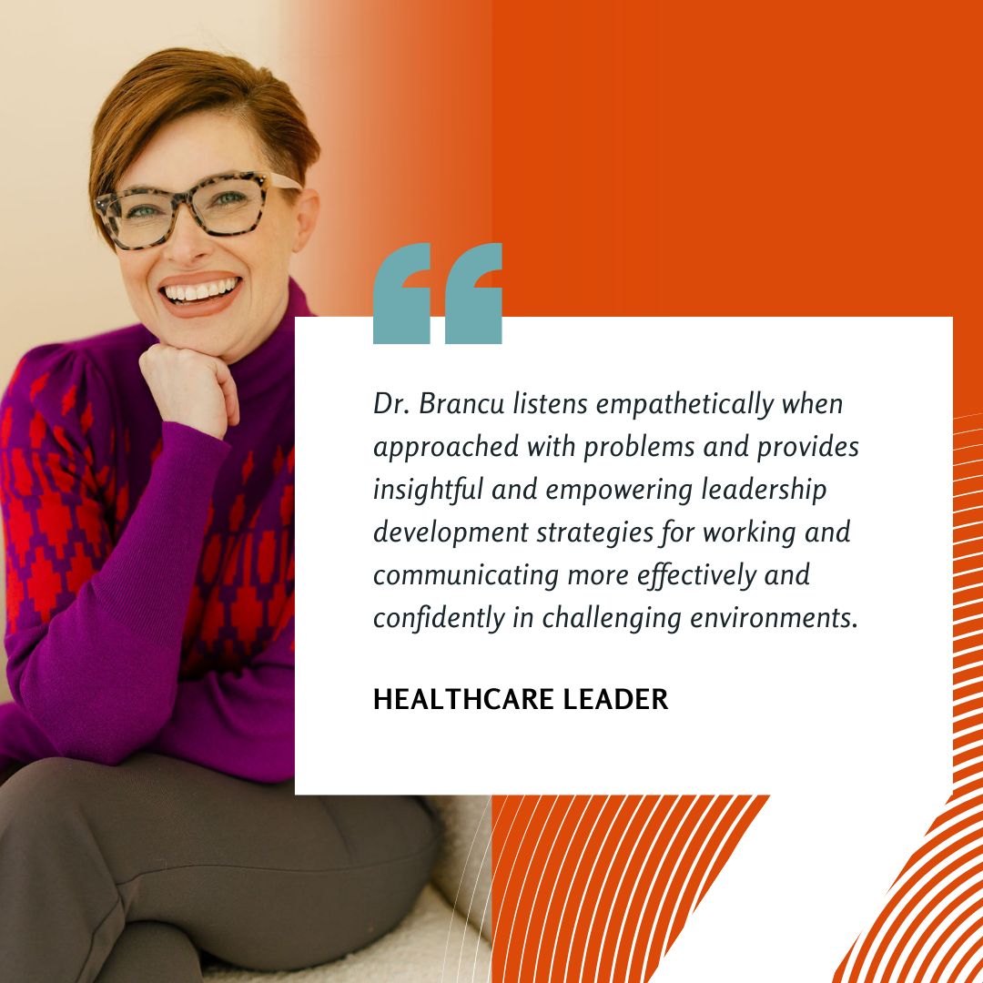 'Dr. Brancu listens empathetically when approached with problems and provides insightful and empowering leadership development strategies for working and communicating more effectively and confidently in challenging environments.' #FeedbackFridays #executivecoaching