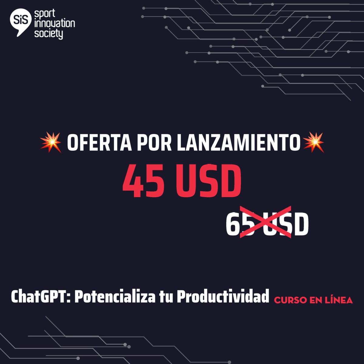 💥¡Sé más productivo, ahorra tiempo y dinero con ChatGPT!

😎Aprende a utilizarlo como una poderosa herramienta estratégica mediante un caso concreto de la industria del deporte.

 🧠22 módulos cortos 
💻Más de 100 herramientas concretas

👉 Inscríbete: tinyurl.com/yyu6348u