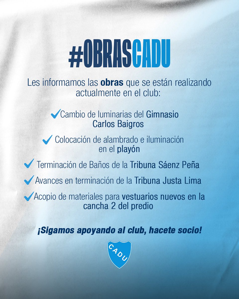 caduoficialok's tweet photo. #ObrasCADU 🚧
Vos también podes ayudarnos a seguir creciendo, ¡hacete socio! 

Vamos por más 💙

#CADU 
#DefensoresUnidos https://t.co/U4nRszfoNR