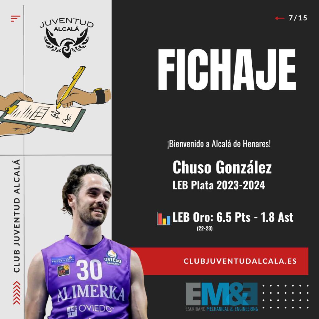 🥁 𝙍𝙚𝙙𝙤𝙗𝙡𝙖𝙣𝙩𝙚𝙨 (...)

<a href="/chuso_30/">Jose González</a>: fichaje nacional para LEB Plata.

💭 "Es un proyecto muy ambicioso y como tal era imposible no sentirse atraído por las ideas de <a href="/cjuventudalcala/">Club Juventud Alcalá</a>”

🛬 Desde la LEB Oro <a href="/CompeticionFEB/">CompeticionesFEB</a>

💻 Leer:

bit.ly/45m3LoD

#CiudadHistorica