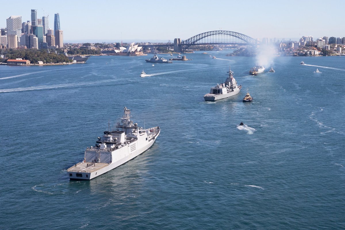 indiannavy's tweet photo. #ExMALABAR23
#INSSahyadri & #INSKolkata in Sydney.
🇮🇳-🇺🇸-🇯🇵-🇦🇺 multilateral naval exercise will witness high intensity of ops in all three domains of warfare - #antisurface, #antiair & #antisubmarine incl live wpn firing drills
@Australian_Navy @USNavy @jmsdf_pao_eng @IN_HQENC https://t.co/cTovAnwzC3