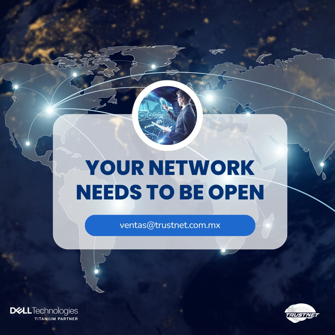 Implementa #soluciones de infraestructura con confianza gracias a la #conectividad óptima de nuestros productos #networking. ¡Te ayudamos! 📧 #TrustnetMx #PartnerTitanium #DellTech #Network #TrustnetServices