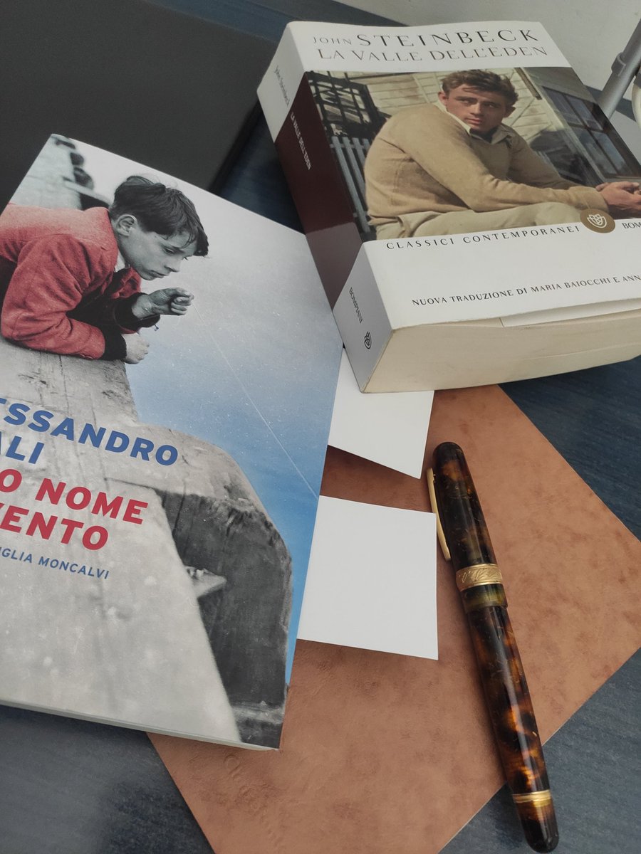 alerivali's tweet photo. Appunti e preparativi per l'incontro di questa sera a #Voltaggio (h.21.15) su #ilmionomenelvento @Mondadori 😇 (e intanto sono rapito dalla Valle dell'Eden di Steinbeck 😇). https://t.co/8PuBtbxKCn