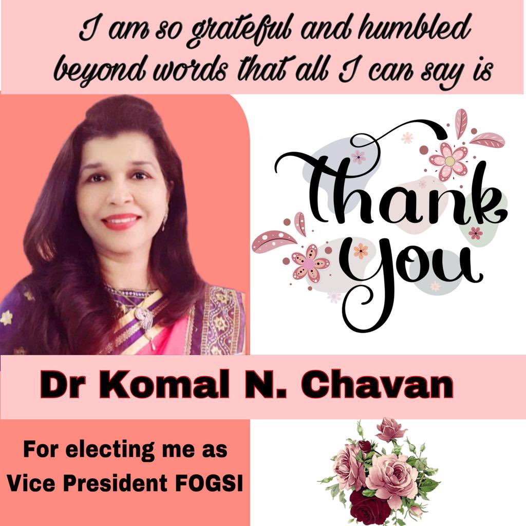 Niru22's tweet photo. 13,727 (77%) out of 17,674 FOGSIANS have voted for @KomalChavan as their Vice President - West Zone FOGSI 2025 with thumping majority. 

We thank our seniors, colleagues &amp; friends in this journey for showering blessings on Komal. #Heal #Educate #Respect #HER

@fogsiofficial https://t.co/rl8w4vRgNN
