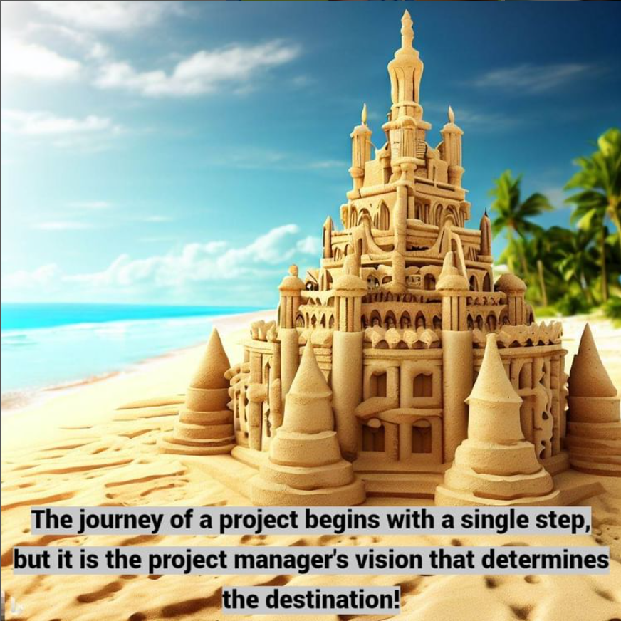 Trailblazerpm's tweet photo. The journey of a project commences with the initiation of the first task, setting the groundwork for the entire endeavor. 

#scrummaster  #projectmanagement #productdesign #projectmanager #programmanager #trailblazerpm #vision #destination #sandcastle https://t.co/5PGCbycWch