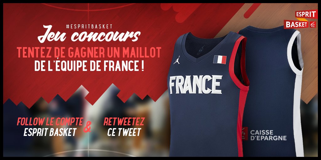 EspritBasket's tweet image. 2ème match des Bleus, 2ème chance de gagner un maillot @FRABasketball 🇫🇷

Follow &amp;amp; retweet pour tenter votre chance ! 🤞

Tirage au sort à la fin du match France - Lettonie. 

#EspritBasket