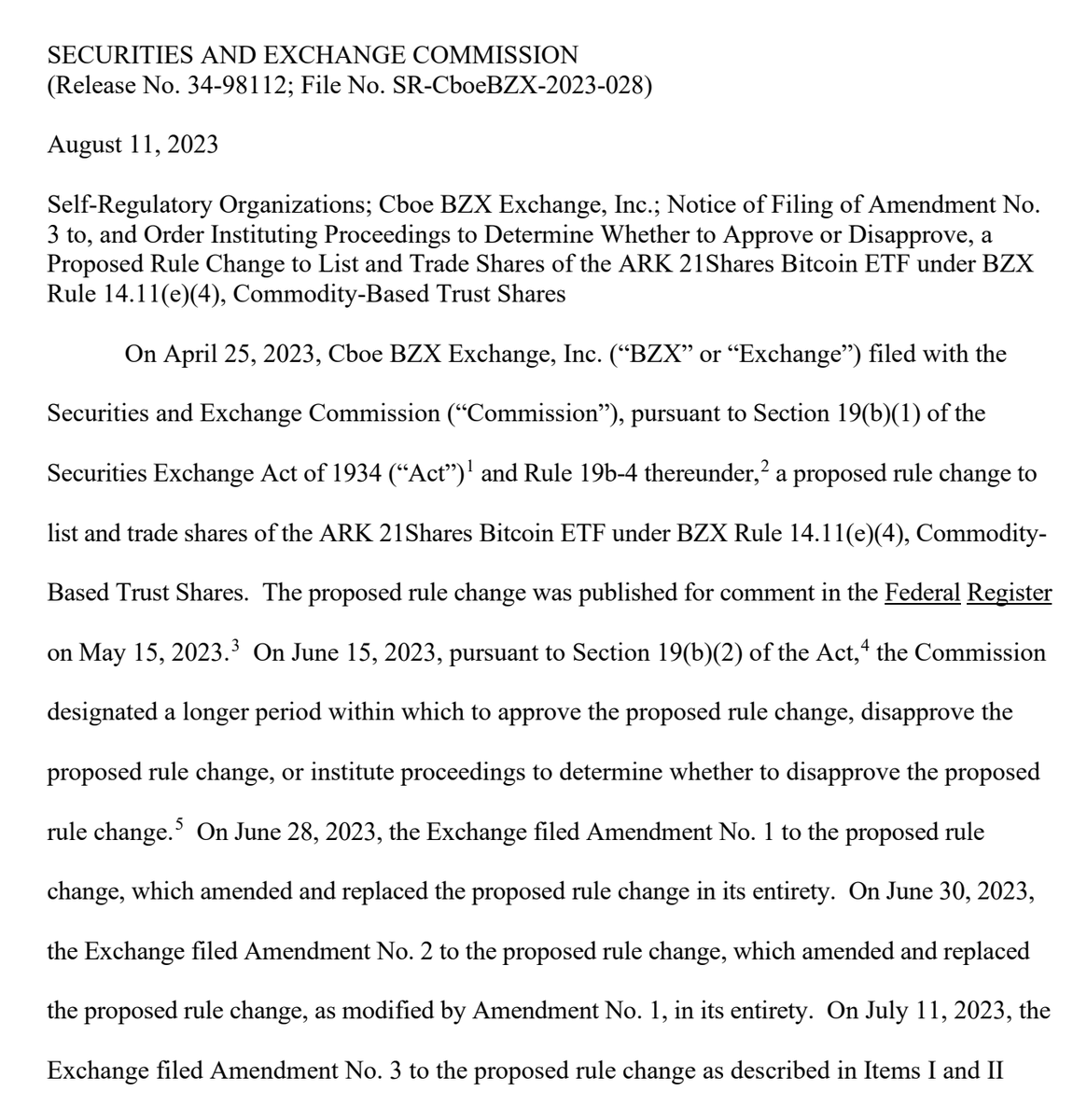 EricBalchunas's tweet photo. JUST IN: SEC has decided to delay decision on the ARK spot bitcoin ETF filing, as expected.. h/t @CoinDesk https://t.co/HGZruPh2HT