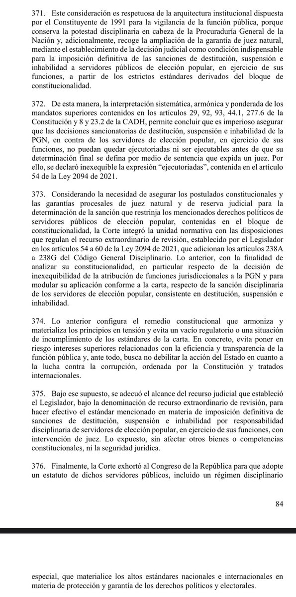 CarlosABallest4's tweet photo. Resumen sentencia C- 030/23 proferida por la Corte Constitucional:
1. La Procuraduría puede sancionar a servidores públicos de elección popular.
2. Esa sanción es un acto administrativo, como era su tratamiento tradicional antes de la  entrada en vigencia de la Ley 2094/21 https://t.co/QJEponkcz4