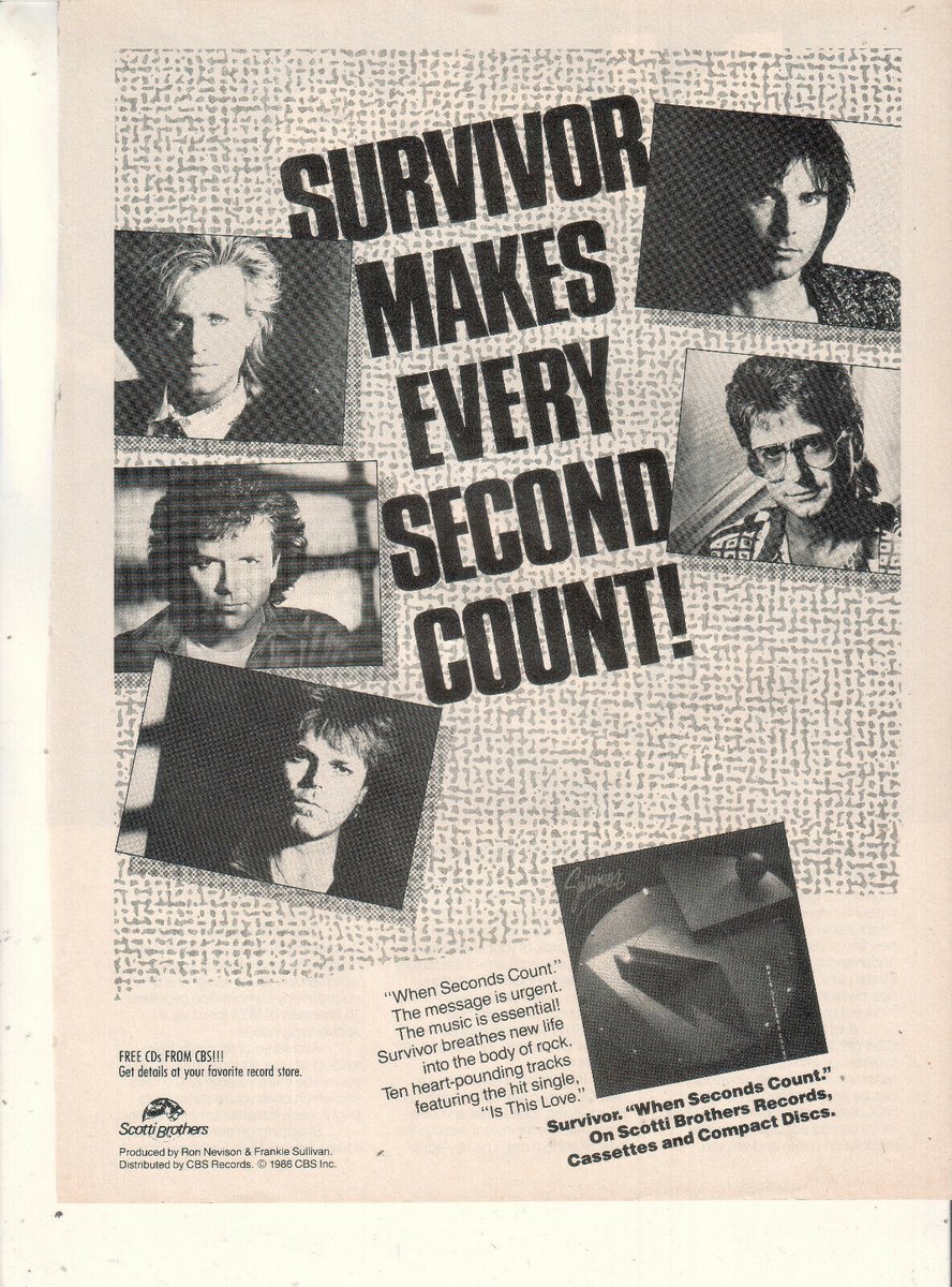 'Survivor breathes new life into the body of rock.' #Flashback to 1986 - some promo for 'When Seconds Count' ⚡