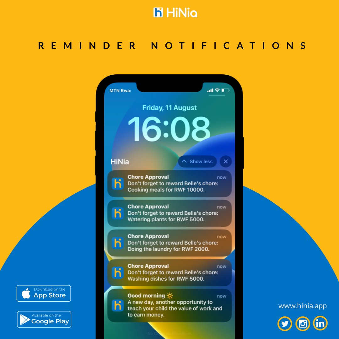 hinia_app's tweet photo. HiNia reminds you to reward accomplished #chores.

#financialliteracy 
#parenthood
#smartkids 
#FinancialSuccess https://t.co/L6WlsE05lt