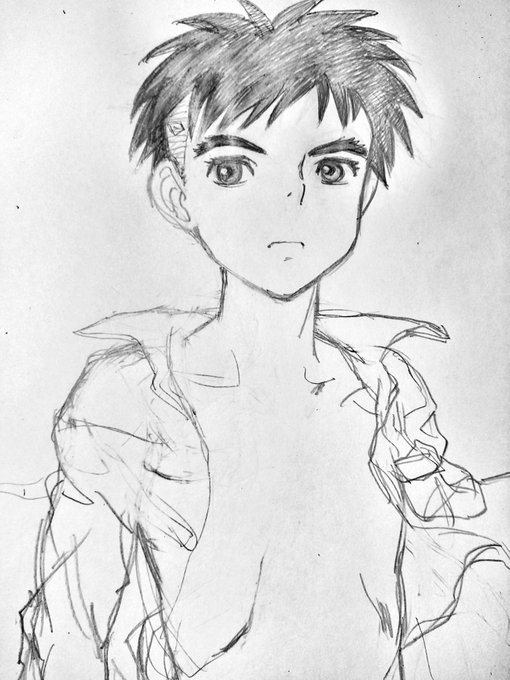 観た日に描いたアレw
服もちゃんと描いてたのになぜかこうなってたアレw
風で眉毛がワサワサするのが好きなアレw 