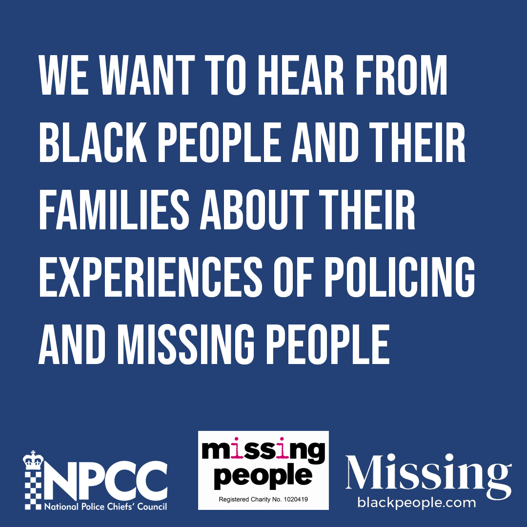 We want to improve the police response and effectiveness in supporting missing Black persons, and we're partnering with <a href="/missingpeople/">Missing People</a> and <a href="/findmbp/">Missing Black People</a> to do this. Learn more ➡️ gloo.to/6zDn