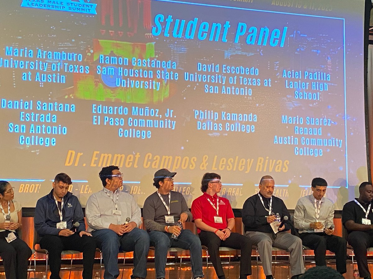 EPCCNews's tweet photo. Tejano Empowerment Network student, Eduardo Munoz, Jr., (3rd from right) represents EPCC at the Texas Male Student Leadership Summit panel discussion on the values of the Education Consortium. #EPCCpride #TexasMaleSummit #TxEdConsortium https://t.co/ifrhNxUKlN