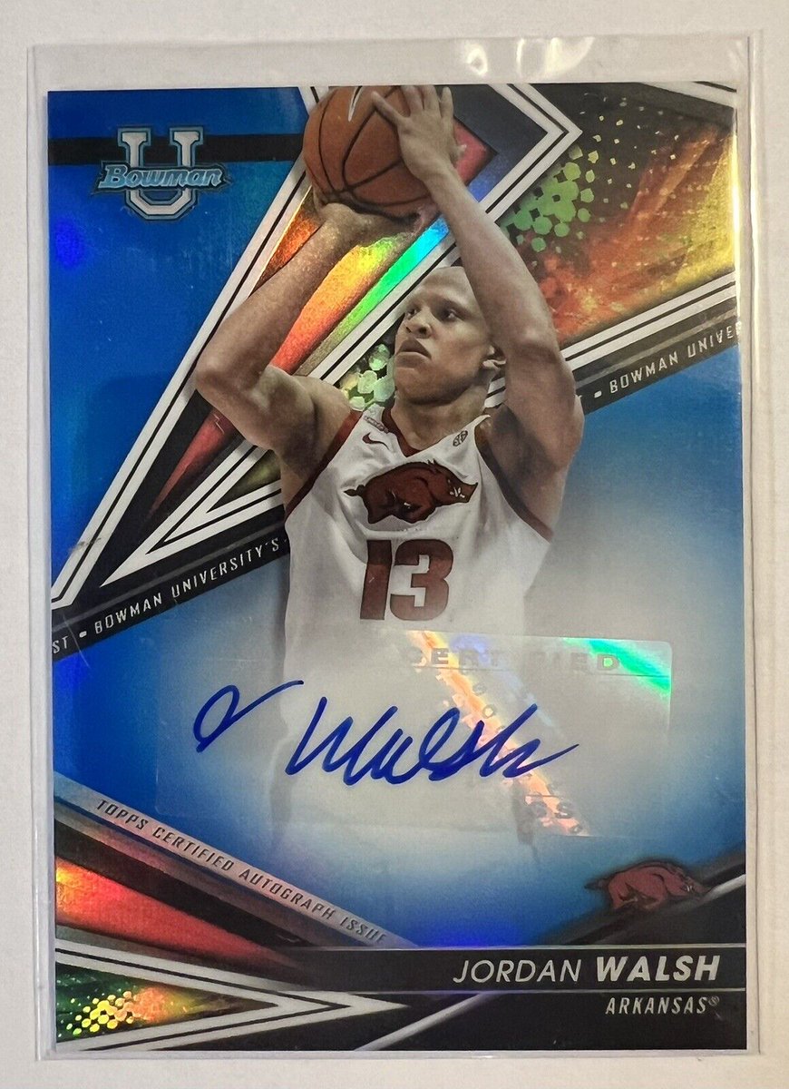 Check out 2022-23 Bowmans Best University Jordan Walsh Rookie Auto Blue Refractor #90/150 ebay.com/itm/2044210274… #eBay via @eBay #jordanwalsh #celtics #boston #nba #collect #thehobby #arkansas #hogs #cardsforsale #tradingcards #basketball