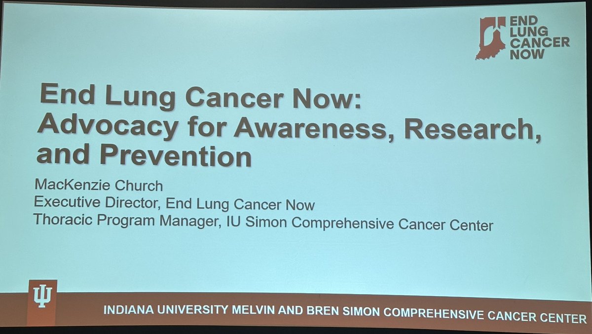 @_MjChurch from @IUCancerCenter presents statistics regarding #lcsm here in #Indiana as well as the needs for greater advocacy awareness and research through End Lung Cancer Now @anita_turk @OSSatACCC #2023OncSummit