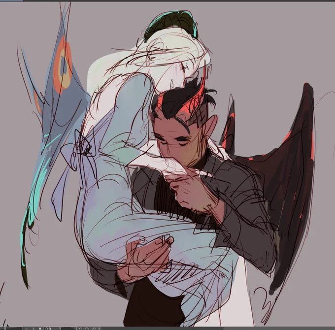 Rem has been a HUGE inspiration for me for a long time  I wanted to make one crossover drawing and then I couldn't stop because my characters are so so fun to draw as daemons! Lilith is a bit extra in this AU because I gave her Thierry Mugler's haute couture wings~ 