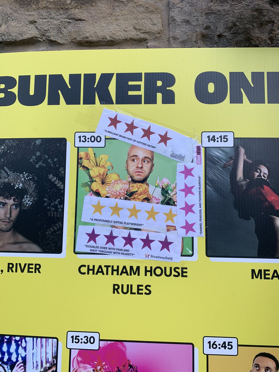 louisrem's tweet image. TOMORROW IS SELLING OUT AND SUNDAY IS EN ROUTE!!!!!! 🐷🐷🐷🐷🐷👡👡👡👡👡👡👡👡 PLEASE COME

CHATHAM HOUSE RULES, @ThePleasance Bunker One, 13.00

⭐️⭐️⭐️⭐️⭐️ @BroadwayWorld 
⭐️⭐️⭐️⭐️⭐️ @broadwaybaby 
⭐️⭐️⭐️⭐️ @TimeOutTheatre 
⭐️⭐️⭐️⭐️ @bingefringemag 

pleasance.co.uk/event/chatham-…