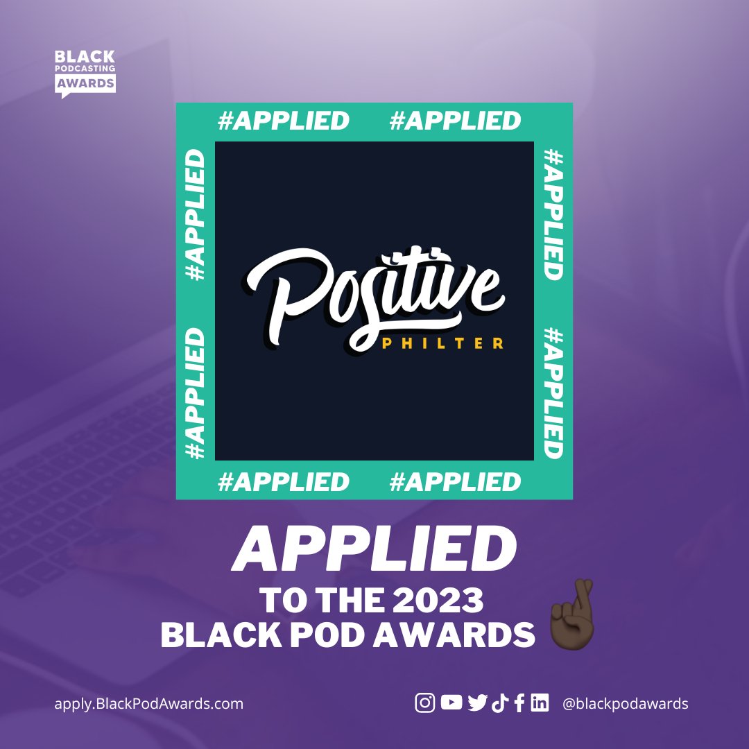 Happy Friday, Folks!
I have been podcasting for six years, and I hope what I am sharing is a positive voice in the Black community. Recently, I submitted the @positivephilter podcast to the #BlackPodAwards in the education category. Wish my luck! #PositivePhilter #Podcast