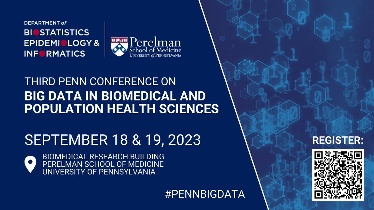 UPenn_CCEB's tweet photo. 📋 REGISTRATION NOW OPEN📋
September 18-19, 2023 | Perelman's Biomedical Research Building (Gaulton Auditorium and Lobby)!
Limited seats, so register now to secure your spot @ #PennBigData event: https://t.co/TPaf1MwVUk
#Upenn #PennMedicine #CCEB #DBEI @UPennDBEI https://t.co/5ZikmcQXyB