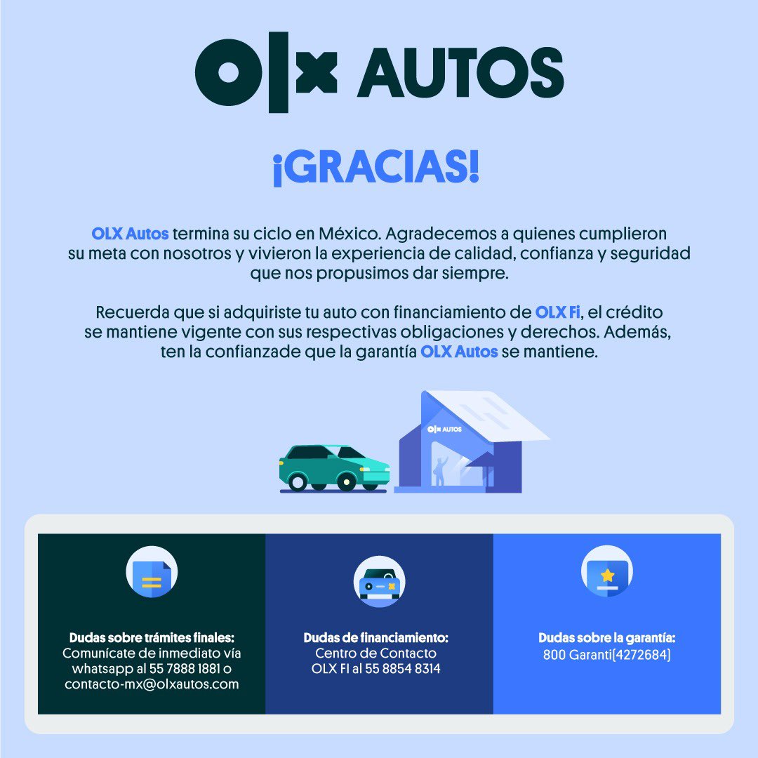 Lonso0's tweet photo. 🚨#OLX se despide de México y nos deja una sensación incómoda 👇🏻
La empresa que en su momento compró #VendeTuAuto, empresa que estaba en pleno crecimiento gracias a un equipo humano destacable no logró dar continuidad a un proyecto que apuntaba a ser exitoso.
OLX replicó el modelo de negocio sin llegar a ser realmente competitivo y hoy se despide del país, es importante recordar que las obligaciones y derechos de los clientes actuales se mantienen.
🫣 ¿Será que veremos lo mismo en un futuro para Kavak? 🫨