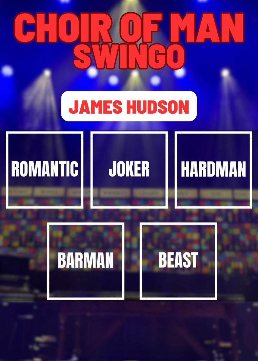Abs (@abbeyconroy_) on Twitter photo I made these a few weekends ago and completely forgot to ever share the blank versions🥲So if anyone is interested, here are some swingo cards for the <a href="/choirofman/">The Choir Of Man</a> super swings🌟 #choirofman I made these a few weekends ago and completely forgot to ever share the blank versions🥲So if anyone is interested, here are some swingo cards for the <a href="/choirofman/">The Choir Of Man</a> super swings🌟 #choirofman