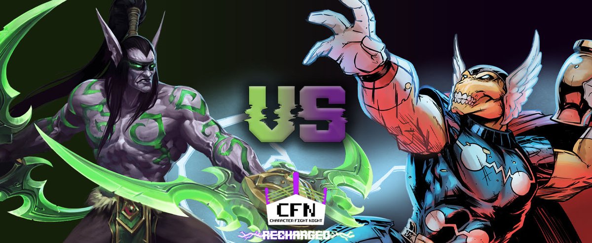 characterfight's tweet photo. https://t.co/8Et3h30QJb 
Demon meets Cosmic Might! Illidan vs. Beta Ray Bill – a battle of epic proportions in #CFNRecharged. Get ready to witness the clash that'll leave you awestruck! Who's your pick for victory? #cfn #characterfightnight #followthefight #IllidanVsBetaRayBill https://t.co/3yfZSZo1A6