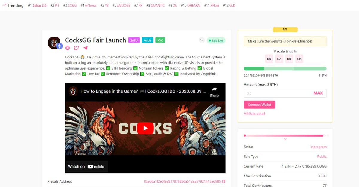 CocksGG_Predict's tweet photo. ⏰ IDO Alert: Only 2️⃣ Hours Left!

Progress updates 🐔⭐

~20 💲ETH raised
Marketing  🌐  Activation
Business 🔼 Maximize profit
Partners  🌎
Trending ⬆️

🐤✅✅✅  https://t.co/XHyG173mWO https://t.co/NYrcmtvYol